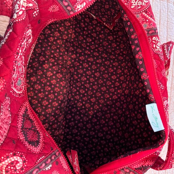 Vera Bradley Mesa Red Paisley Quilted Duffle Bag - Picture 5 of 5